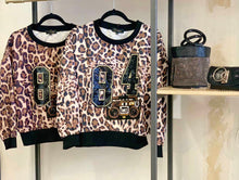 Load image into Gallery viewer, Mocha Animal Print Embellished 84&#39; Round Neck Silky Long Sleeve Top