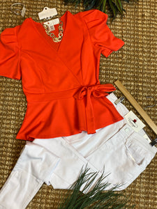 Summer Red Short Sleeve Top