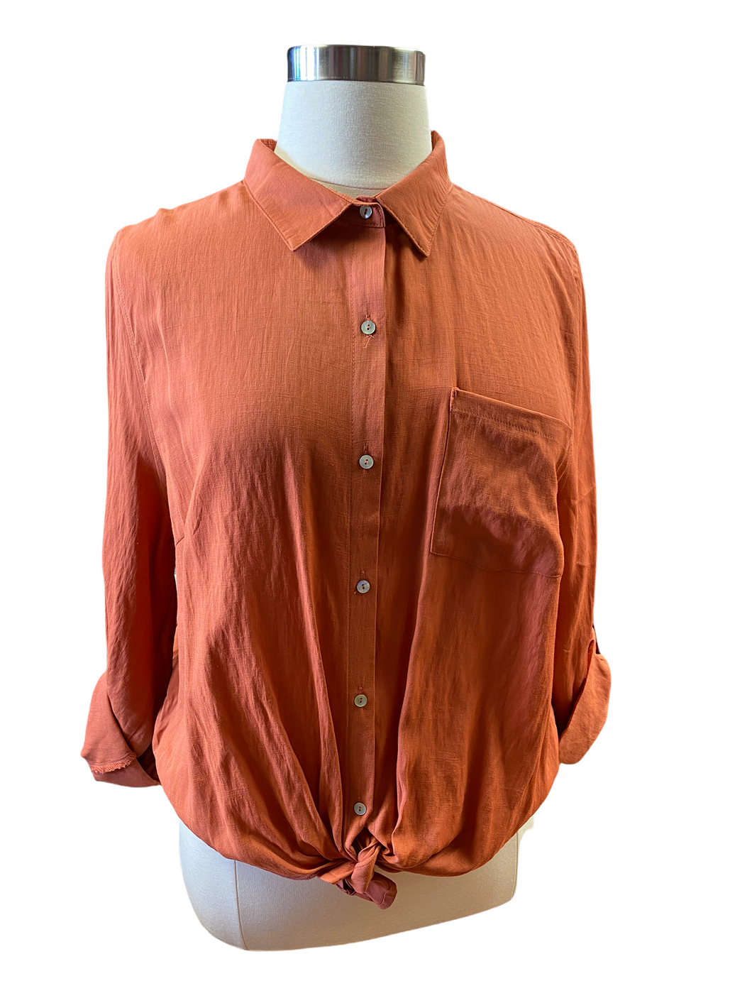 PLUS Long Sleeve Knotted Button Down