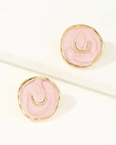 Kaia Pink Horseshoe Enamel Earrings