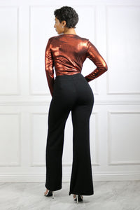 Estee Black High-Waisted Wide-Leg Trouser Pants