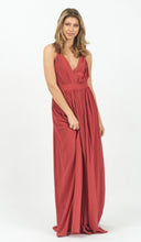 Load image into Gallery viewer, Monica Mauve Deep V Neck Spaghetti Strap Maxi Dress