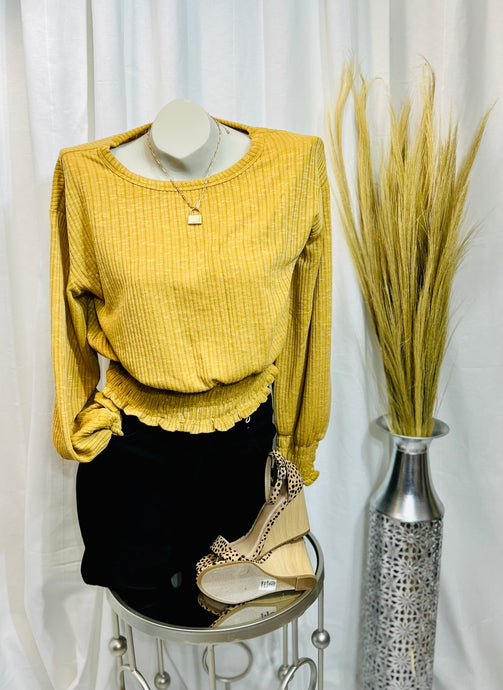 Mustard or Mauve Ribbed Long Sleeve Pullover