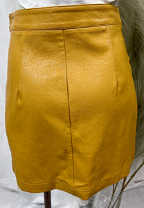 Karina Mustard High Waisted Faux Leather Skirt