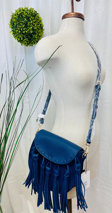 Fionna Fringe Navy Blue Crossbody