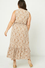 Load image into Gallery viewer, Penelope Brown Plus Size Floral Smock Neck Maxi Dress