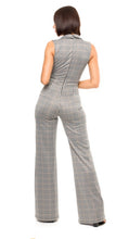 Load image into Gallery viewer, Julie Checkered V Neck Belted Stretchy Jumpsuit