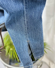 Load image into Gallery viewer, Joselin Medium Blue Denim Straight High-Rise Jean w/ Hem Slit