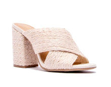 Load image into Gallery viewer, Brittney Camel, Beige X Band Chunky Heel Jute Sandal