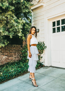 Polka Dot Midi Tiered Skirt