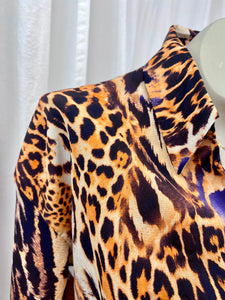 Victoria Animal Print V Neck Surplice Top