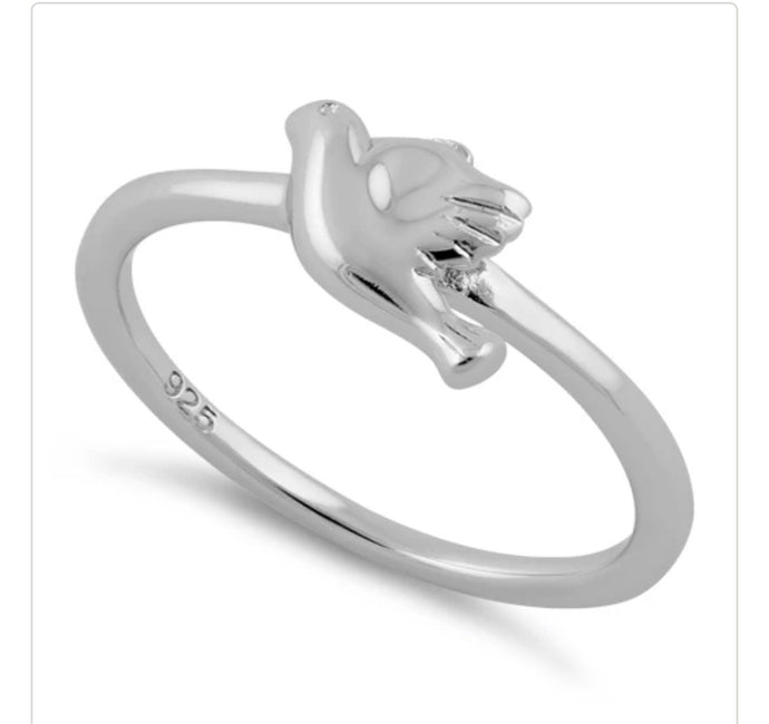 .925 Sterling Silver Dove Ring