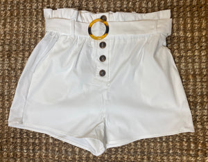 Lily White Bamboo Buttoned Shorts