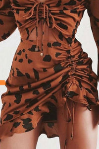 Bianca Rust/Black V Neck Loose Fit Rushing Dress