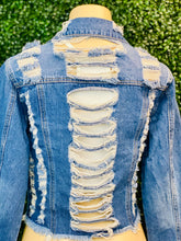 Load image into Gallery viewer, Arlette Distressed Denim Jacket