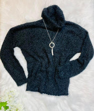 Load image into Gallery viewer, Black Fuzzy Cowl Neck Sweater