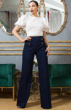 Load image into Gallery viewer, Nahomy Navy High Rise Dressy Palazzo Denim Pants