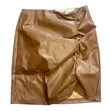 Load image into Gallery viewer, Rachel Camel or Black Vegan Leather Ruched Mini Skirt