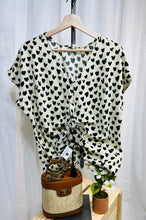 Load image into Gallery viewer, *CLEARANCE* Reigan Coral or Ivory Flowy Sleeves Heart Print Knot Top