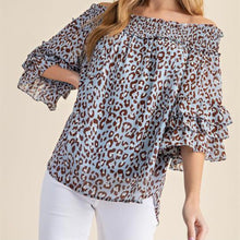 Load image into Gallery viewer, CLEARANCE** Zoe Animal Print Off the Shoulder Top