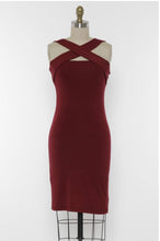 Load image into Gallery viewer, Cabernet Stretchy Cross Neck Bodycon Dress