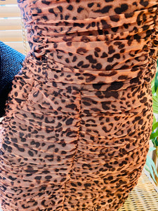 Clearance Rust Ruched Animal Print Mini Skirt Set