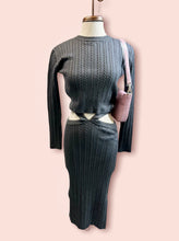 Load image into Gallery viewer, Analy Charcoal 2 Piece Cable Knit Skirt Set