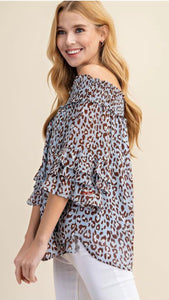 CLEARANCE** Zoe Animal Print Off the Shoulder Top