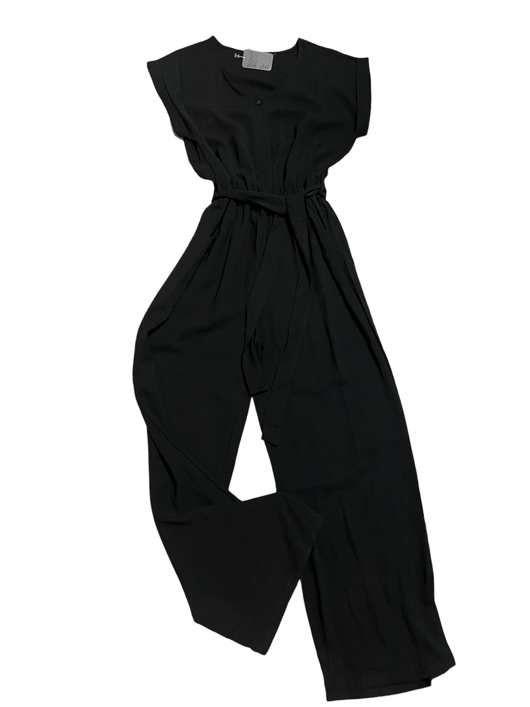 Ana Black Button Up Short Sleeve Jumpsuit