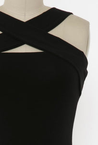 Vivianna Black Stretchy Cross neck Bodycon Dress