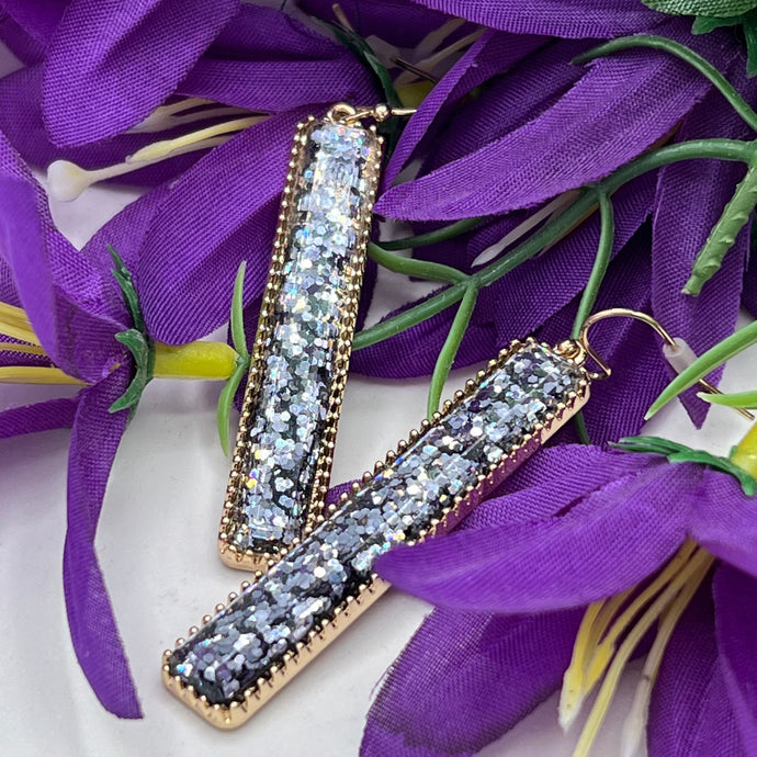 Dark Grey Encapsuled Glitter Earrings