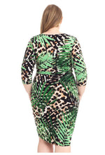 Load image into Gallery viewer, Plus Size Leonor Leopard/Tropical Leaf Print Dress