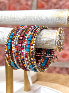 Multicolor Beaded Expandable Cuff Bracelet