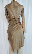 Load image into Gallery viewer, Vianney Velvet Stripped Long Sleeve Side Rib Slit Mock Neck Dress