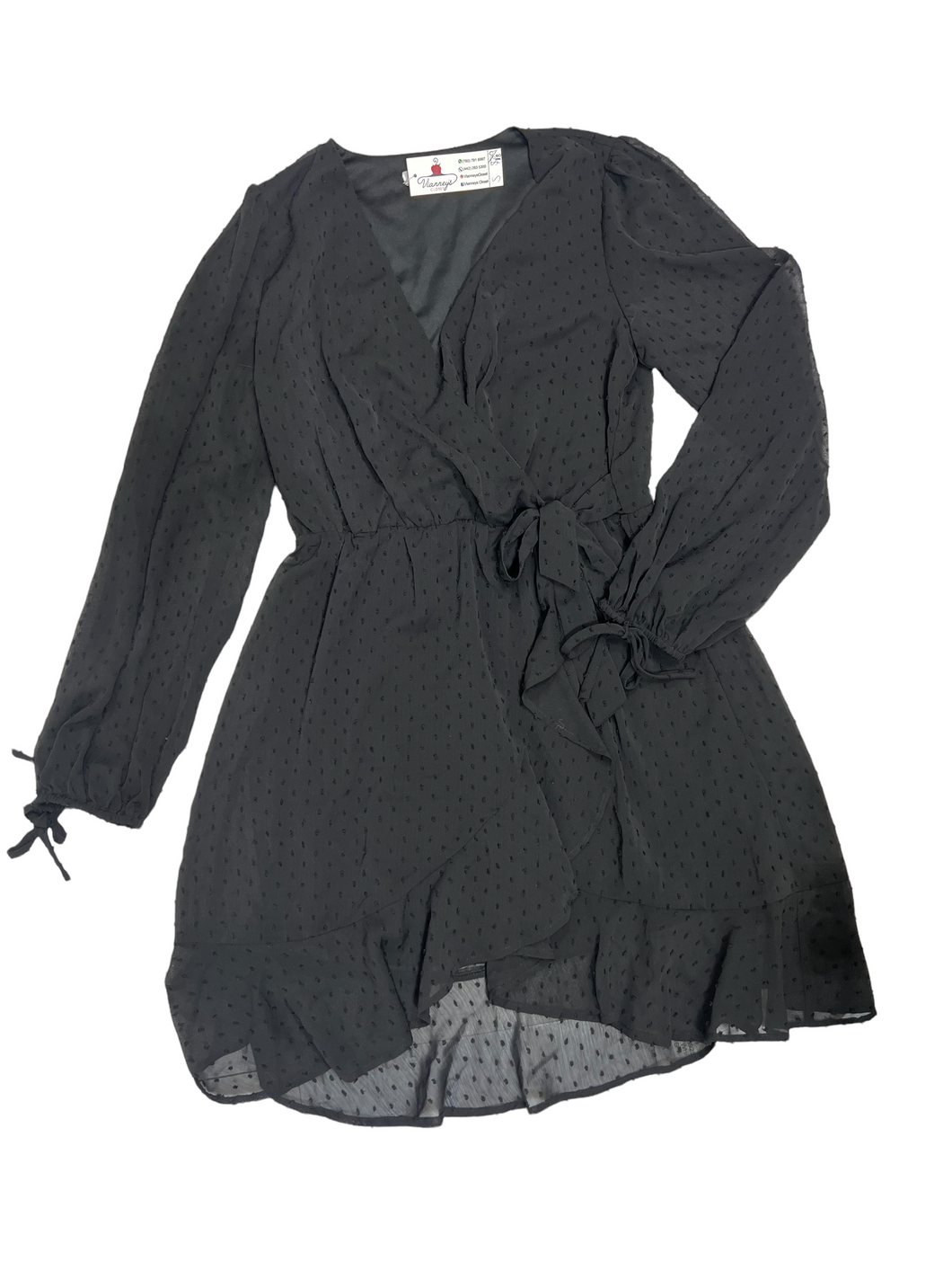 Karla Black Sheer Dotted Long Sleeve Dress