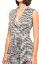 Load image into Gallery viewer, Julie Checkered V Neck Belted Stretchy Jumpsuit