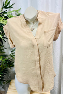 *CLEARANCE* Mauve, Ivory, Slate Blue, Rust Cap Sleeves Top