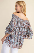 Load image into Gallery viewer, CLEARANCE** Zoe Animal Print Off the Shoulder Top