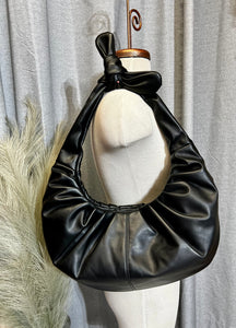 Round Vegan Leather Hand Bag