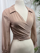 Load image into Gallery viewer, *CLEARANCE* Black, Beige, or White Sheer Long Sleeve Self Tie Top