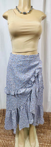 Taylor Lavender or Ivory High Waisted Layered Asymmetrical Ditsy Floral Skirt