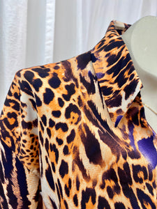 Victoria Animal Print V Neck Surplice Top