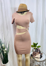 Load image into Gallery viewer, Laylla Mocha Stretchy Ribbed Front Cut Out Mini Dress