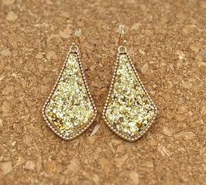 Yellow Gold Sparkly Fishhook Earrings