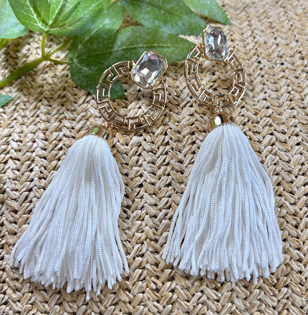 Claudia Fuchsia, Mustard or Ivory Tassel Jewel Earrings
