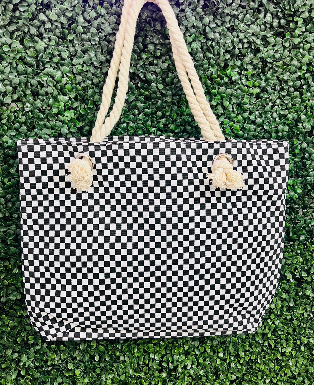 Black/White Checkered Tote