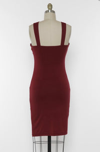 Cabernet Stretchy Cross Neck Bodycon Dress