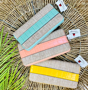 Betsy Burlap Color Strip Wallet