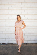 Load image into Gallery viewer, Chelsey Chiffon Polka Dot Ruffled One Shoulder Midi Dress