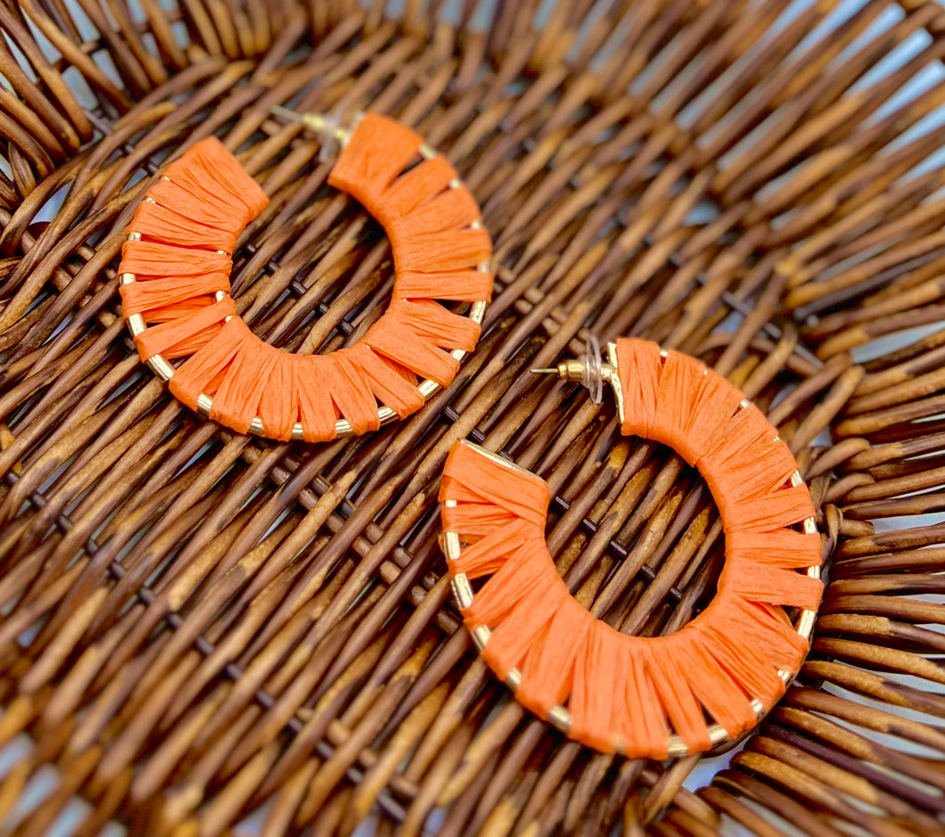 Daysy Raffia Hoop Push Back Earrings